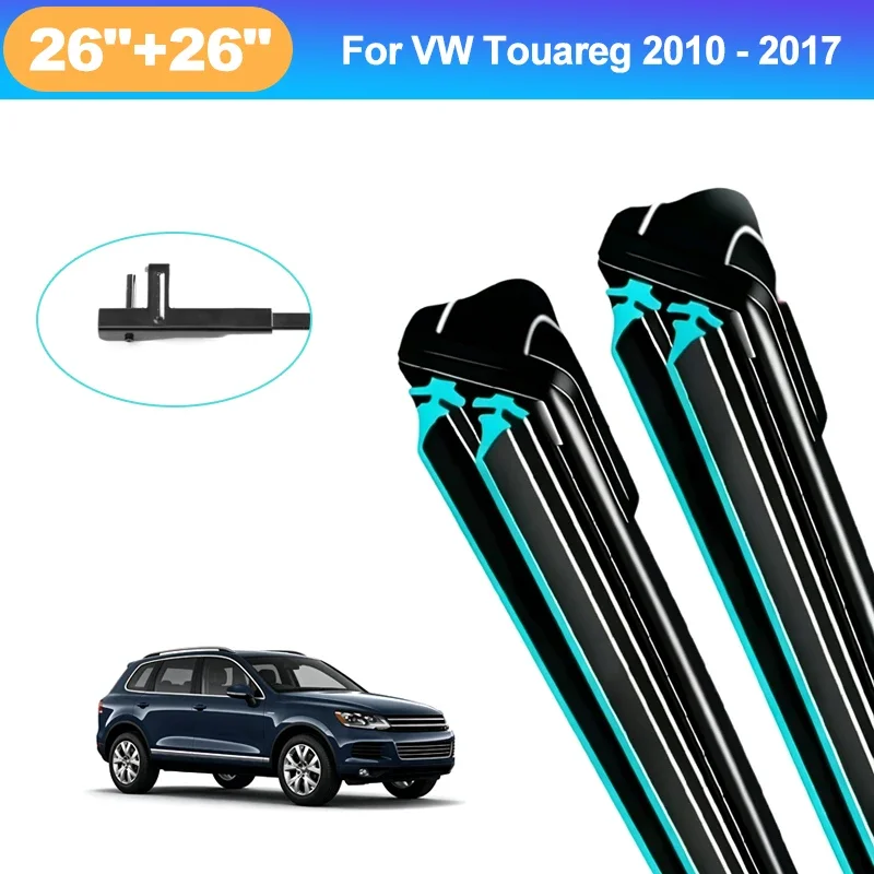 For VW Touareg 2010-2017 26+26 Inch Front Wiper Blades Double Rubber Mute Windshield Windscreen Car Accessories