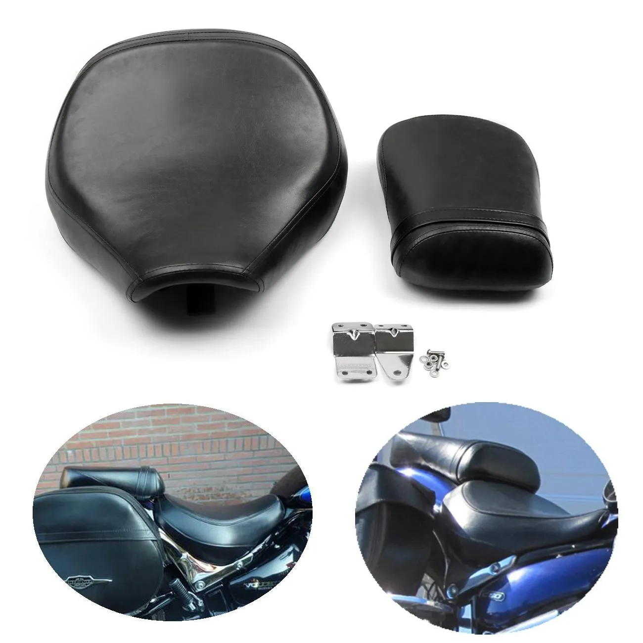 Artudatech Black Front Rear Cushion Seat Set For Suzuki Boulevard C50 04-13 VL800 2001-2004