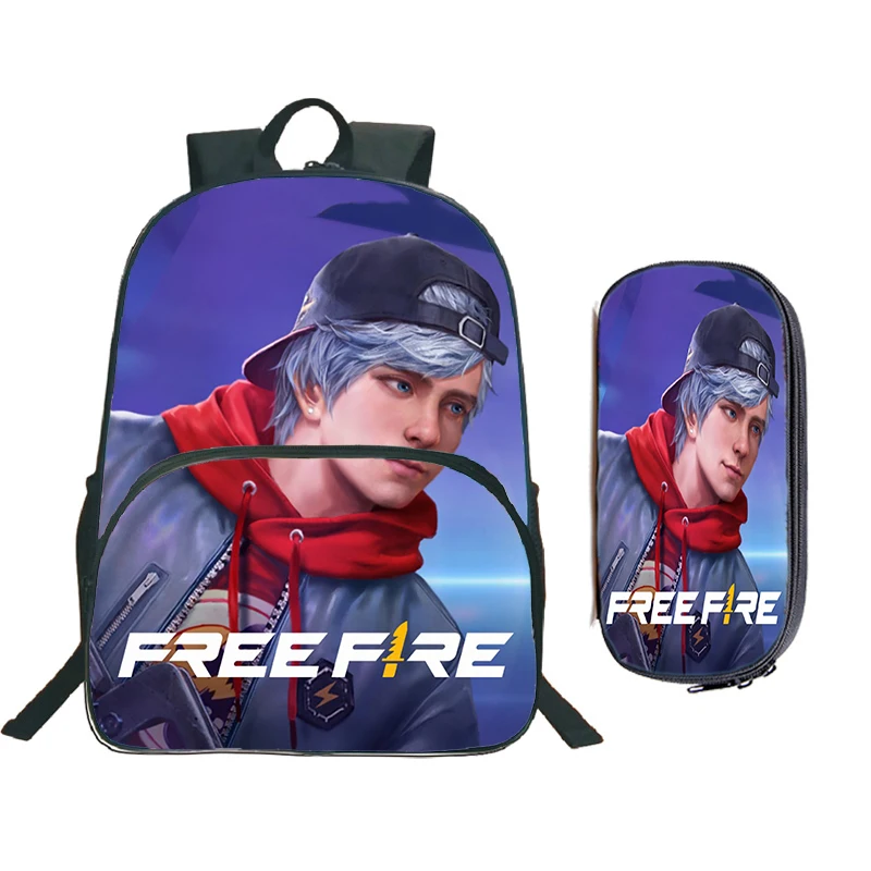 

2pcs Set Free Fire 3D Print Backpack With Pencil Bag Hot Game Boys Girl Hight Quality Backpack Children Schoolbag Men Travel Bag