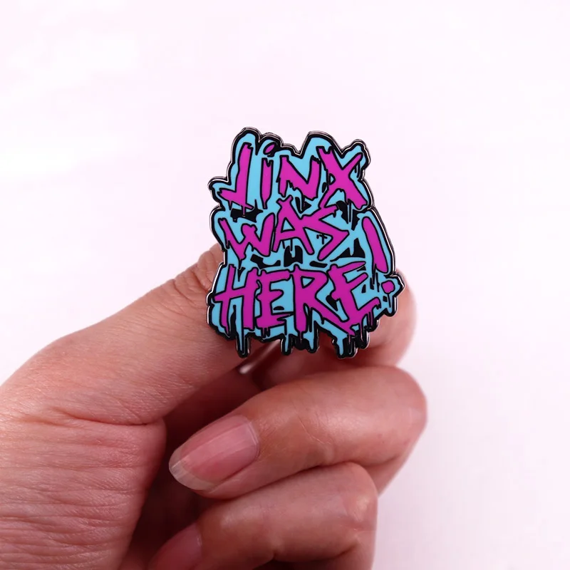 Jinx Was Here Badge Pastel Hard Enamel Pin League of Legends Game Brooch Jewelry Decorate