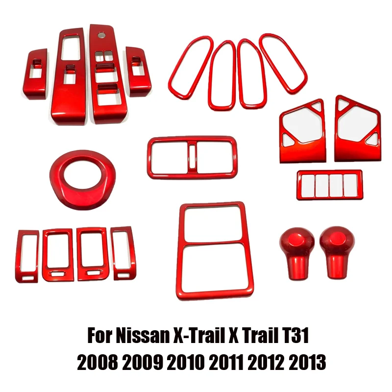 Red para Nissan x-trail X Trail T31 2008 2009 2010 2011 2012 accesorios interiores ventana swtich cover gear air outlet cover