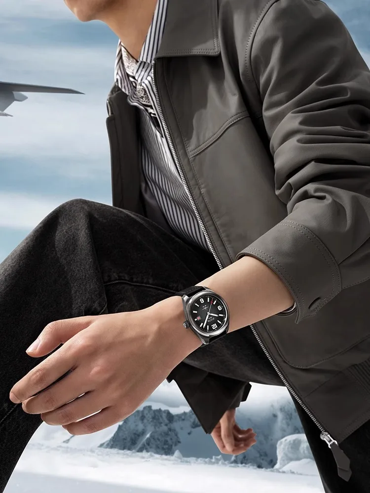 ساعات ميكانيكية أوتوماتيكية من Fiyta للرجال، ساعات رجالية عصرية مقاومة للماء بطول 100 متر من كريستال الياقوت المقاوم للصدأ