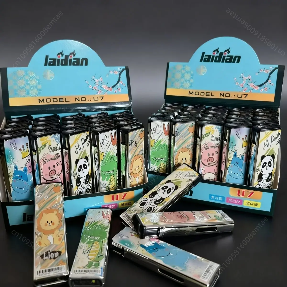 

2026 New cute cartoon blue flame straight jet lighter, adjustable flame windproof lighter, cigarette accessory, holiday gift