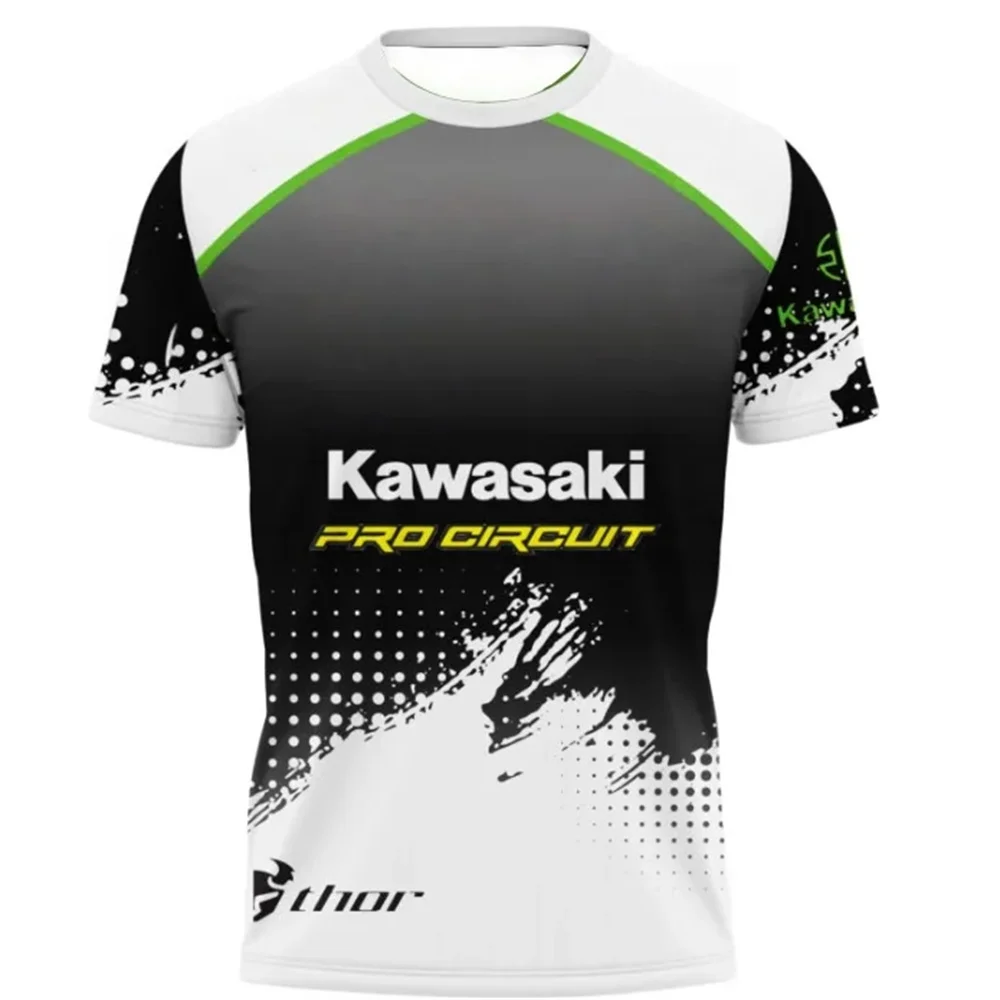 

2025 Kawasaki — мужская велосипедная футболка с принтом, повседневная спортивная быстросохнущая впитывающая пот дышащая футболка, летняя новинка