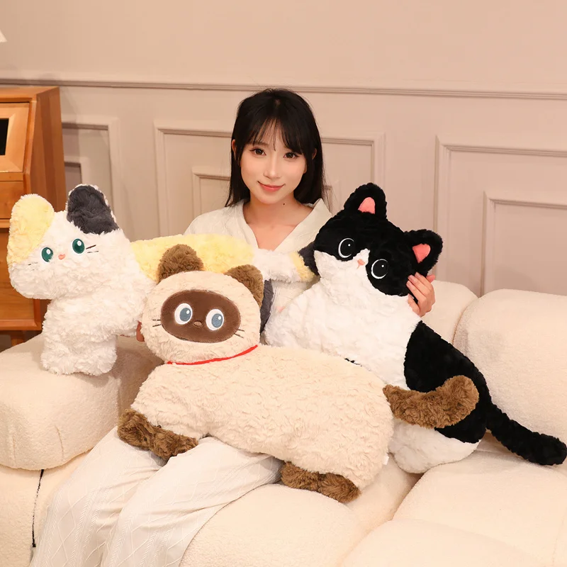 Nette Cartoon Siamesische Katze Plüschtiere Spielzeug Weiche Angefüllte Kawaii Schnauzer Lange Wurf Kissen für Kinder Mädchen Lustige Geschenke Zimmer Dekor