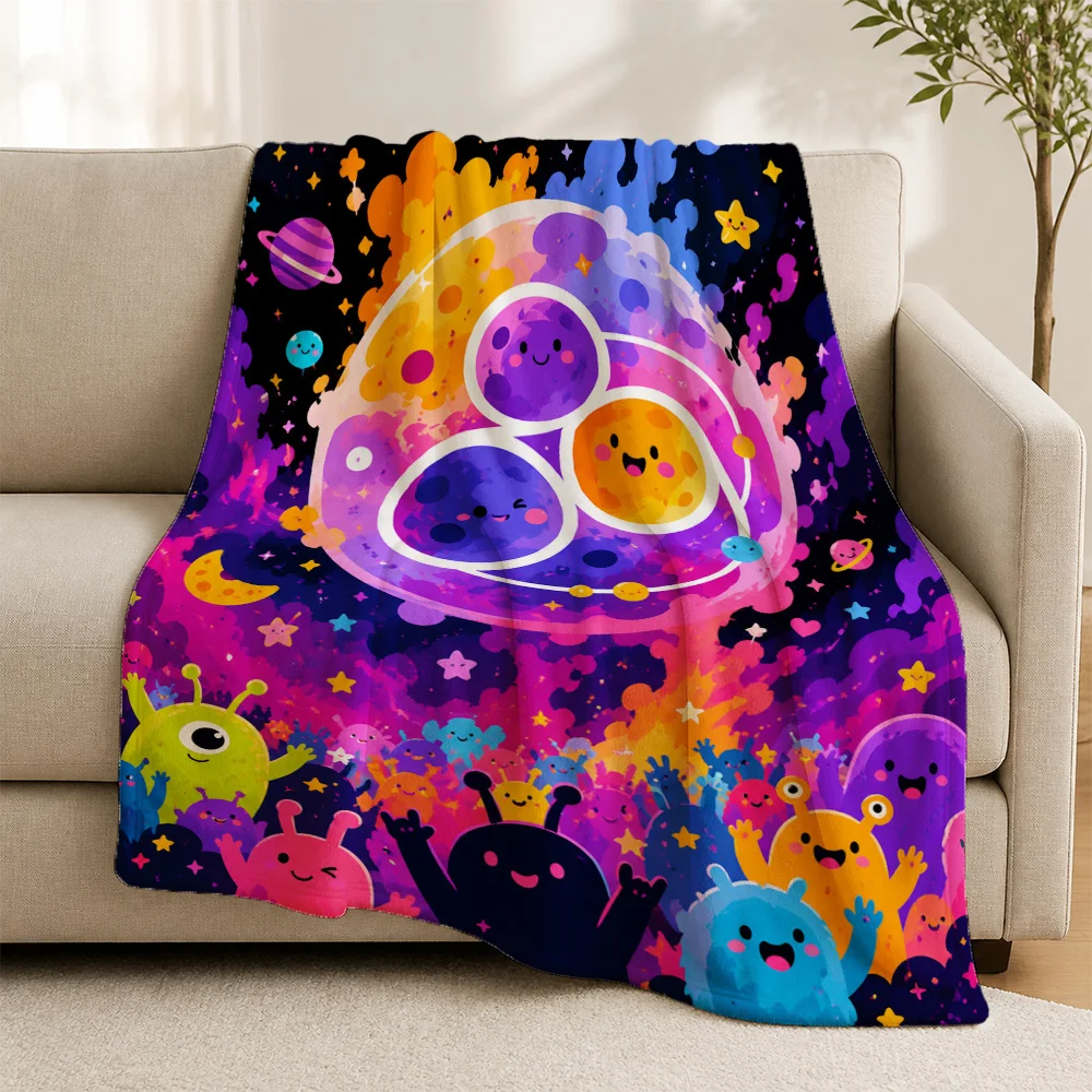 Cute Galaxy Planets Throw Blanket for Nursery Kids Room Decor Boho Space Theme Cotton Fuzzy Throw for Living Room Bed