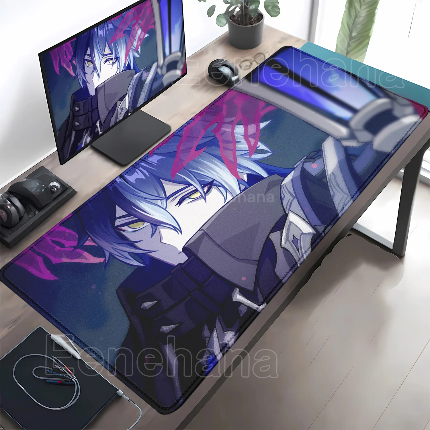 Genshin Impact Flins Mousepads Computer Gaming Lock Edge Laptop PC office accessorie Desk Mat Rubber Keyboard overlock Mouse Pad