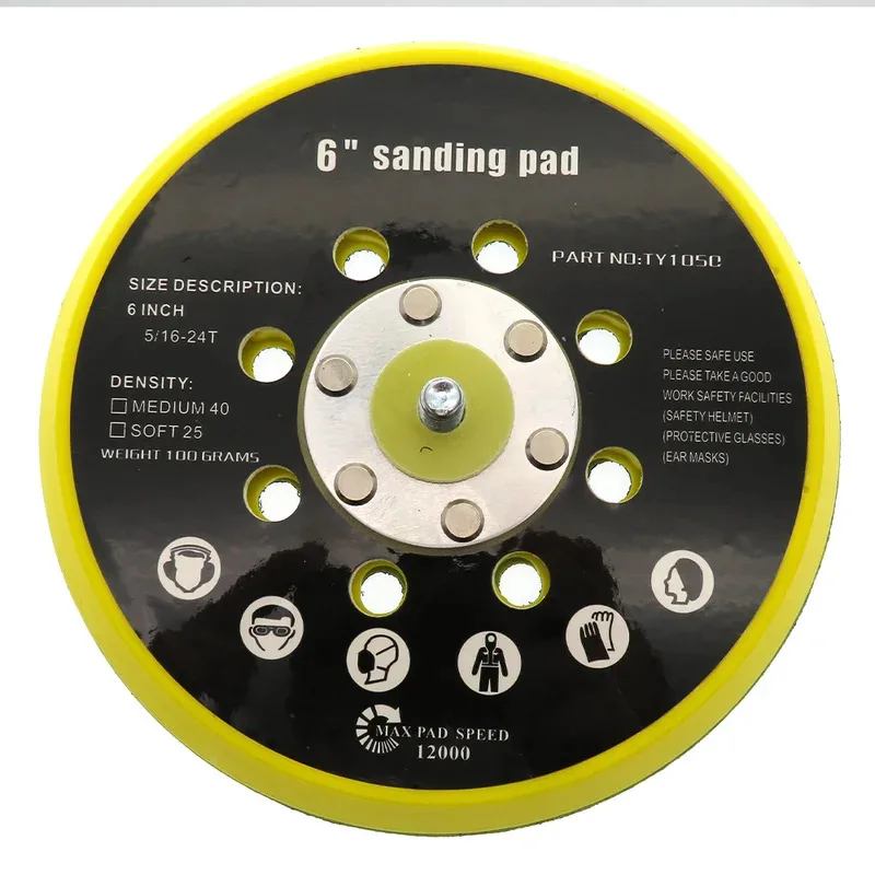 

6 Inch 150MM 17 Hole Sanding Pad Sanding Disc Backing Pad M8 Thread Hook & Loop Dust Free Abrasive Power Tools Accessories