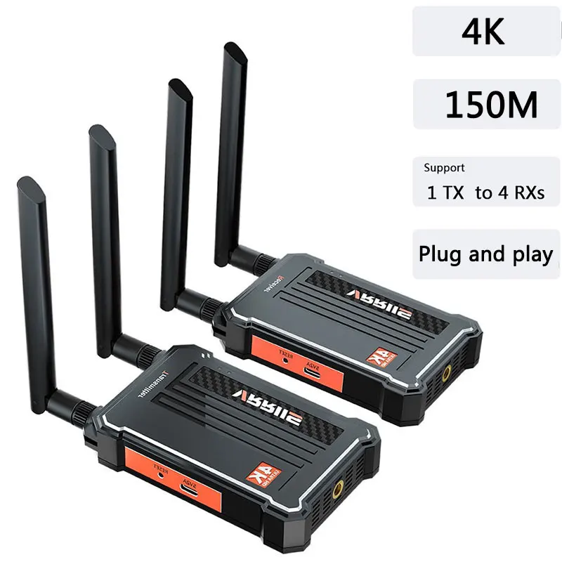 Transmisor receptor inalámbrico 4K, salida HDMI Dual, Kit extensor compatible con HDMI para portátil, DSLR, cámara, STB a proyector, TV