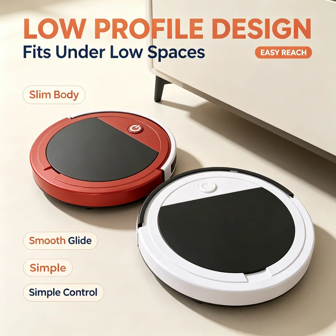 Home remote cleaning and sweeping machine, pet hair and dust cleaning, red and white dual color, indoor lazy cleaning equipment