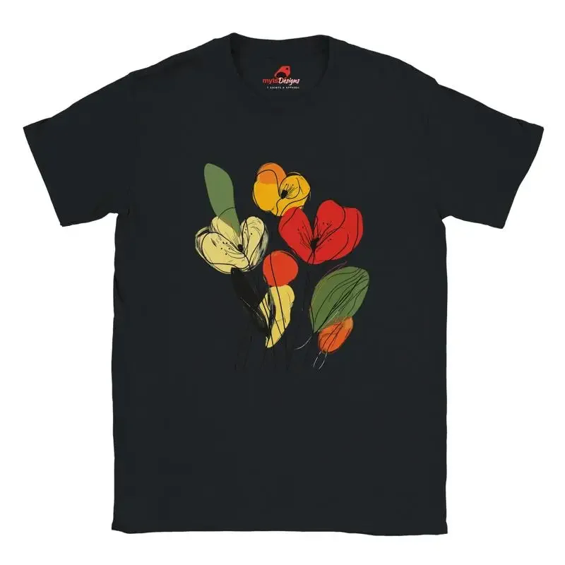 Trendy and Comfortable Abstract Flower Print T Shirt