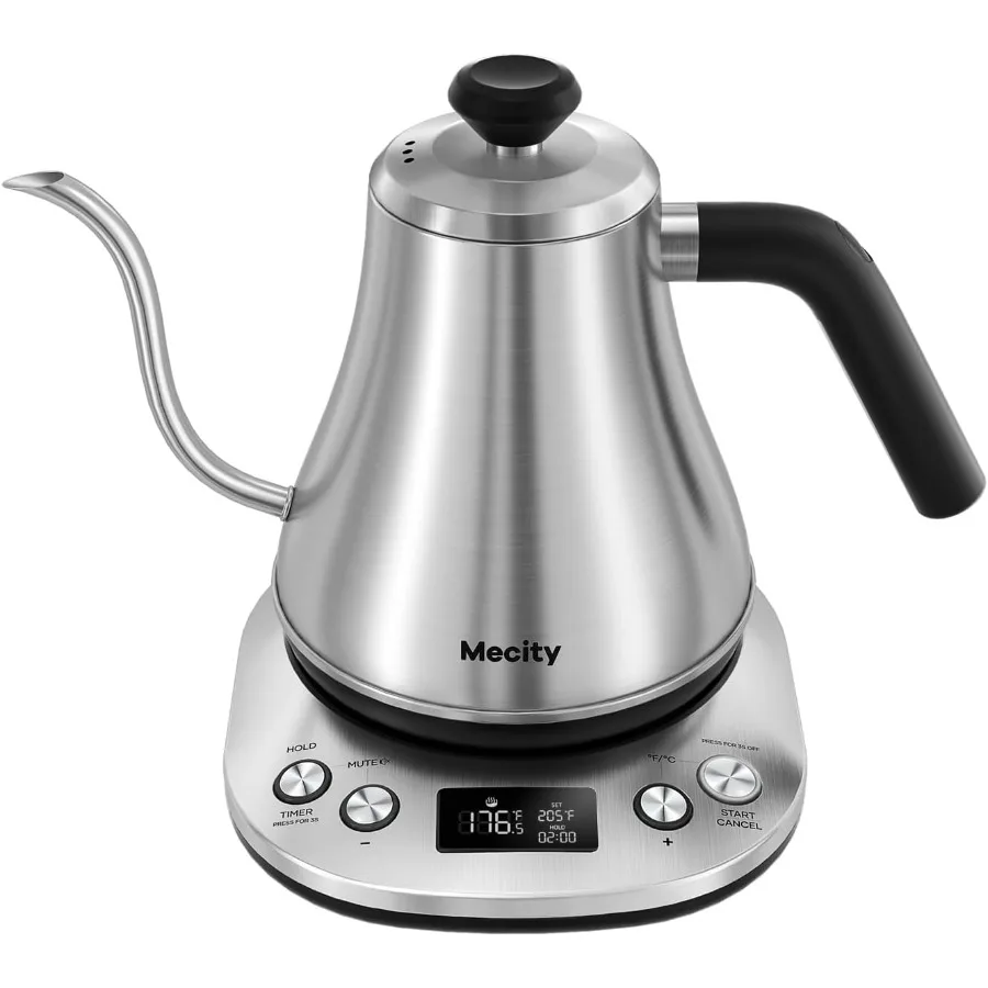 

Retro Electric Gooseneck Kettle 0.8L Stainless Steel with LCD Display Temperature Control Automatic Shut Off for Pour Over Tea
