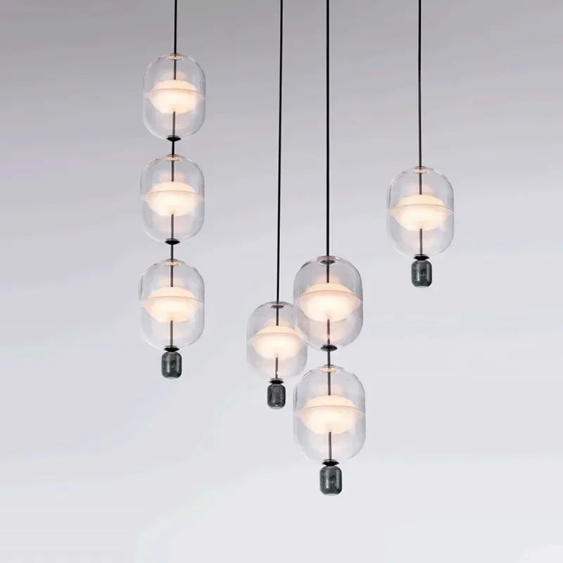 Moderner Schlafzimmer-Bettkopf-Glas-LED-Kronleuchter Minimalistische Hängelampe für Bekleidungsgeschäfte Hochwertige Restaurant-Bar-Heimbeleuchtung Dekoration