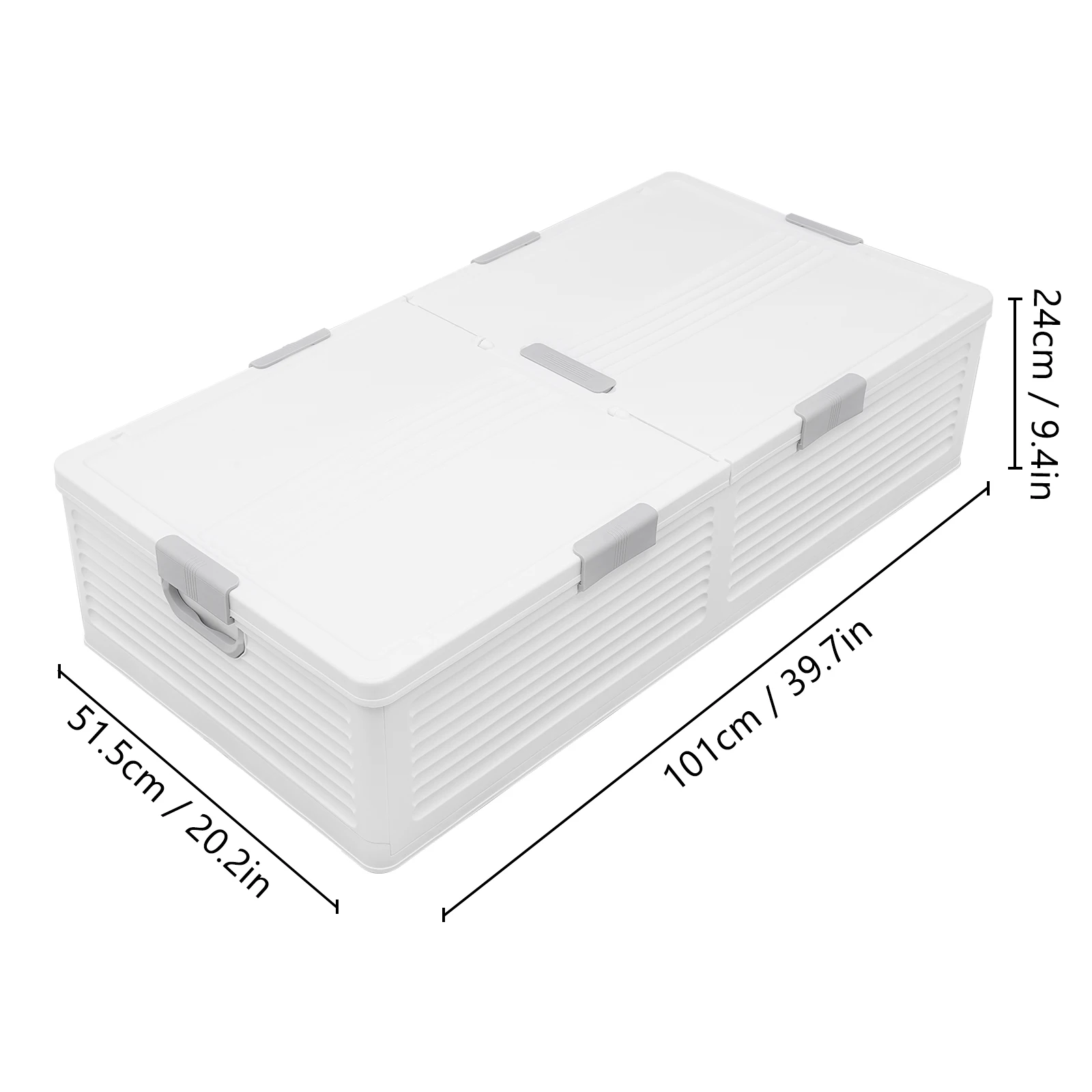 Unterbett-Aufbewahrungsbox mit Rollen & Deckeln 101*51,5*24cm Faltbarer Organizer 6 Verriegelungsschnallen Staubdicht für Decken Kleidung Spielzeug – Detail 1