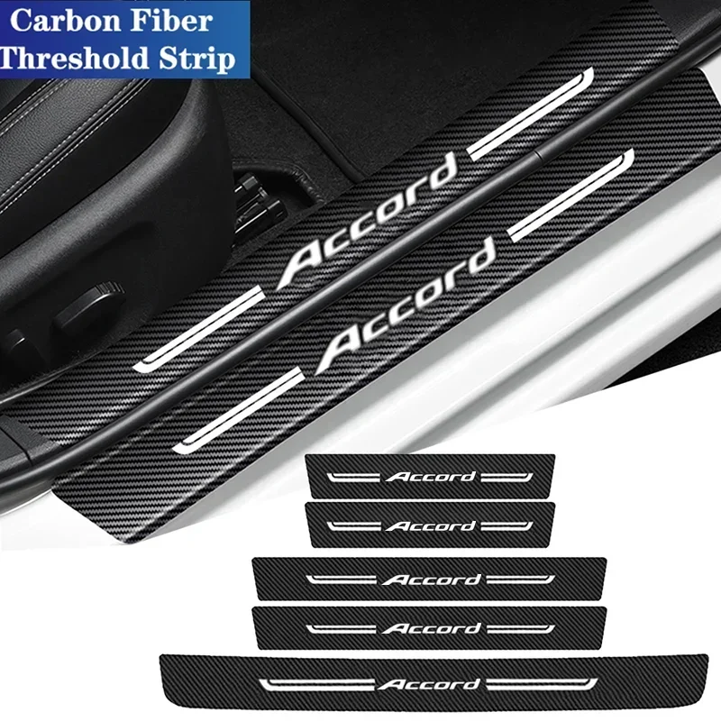 Carbon Fiber Car Door Sill Scratch-resistant Sticker Auto Door Threshold Strip for Honda Accord Trunk Bumper Decals Accessories