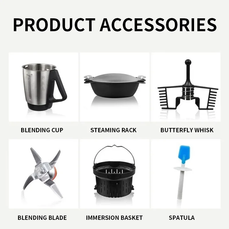 220V Multifunctional Food Processor, Automatic Cooking and Food Processing Machine with Heating and Mixing Functions