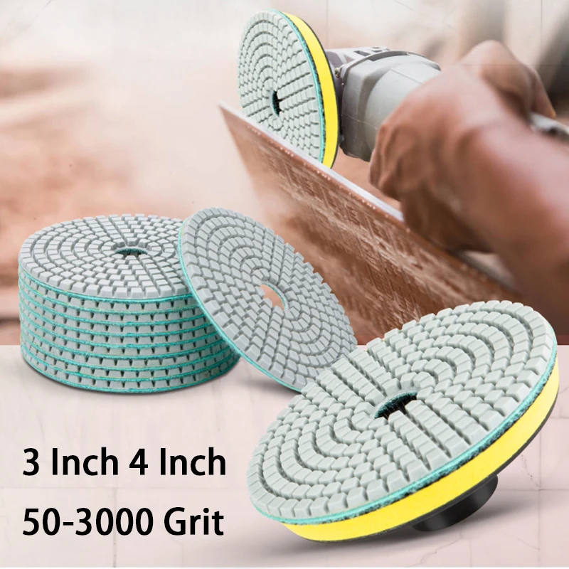 

Алмазные полировальные подушечки, 3 дюйма, 4 дюйма, зернистость 50-3000, абразивный диск для влажной полировки для мраморной гранитной керамической плитки