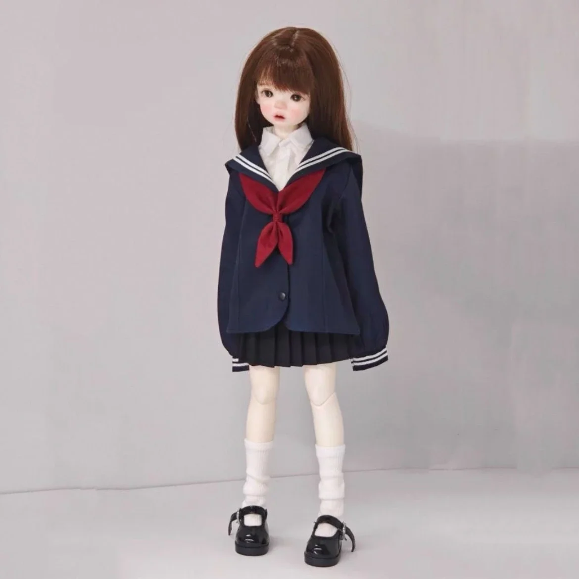 

1/4 Doll's Clothes Suit for 45cm Bjd Doll Sailor Collar Set Girl Toys Dress Up Play House Gift Fashion Doll Accessories, No Doll
