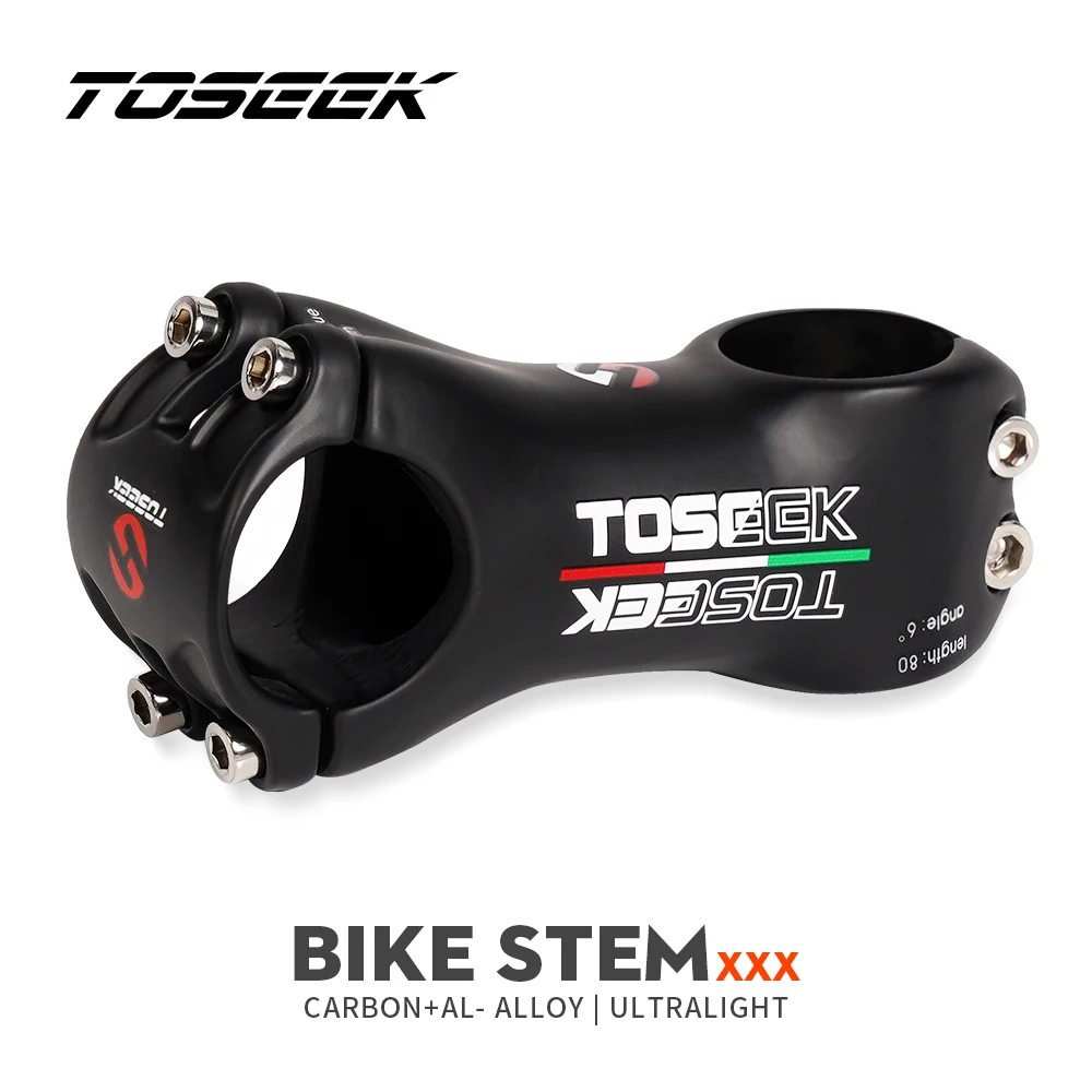 TOSEEK XXX Bike Handlebar Stem Mountain Bike Stem Carbon Power 6 Degree Bike Parts Mtb Stem Roadbike Carbon 80mm 90mm