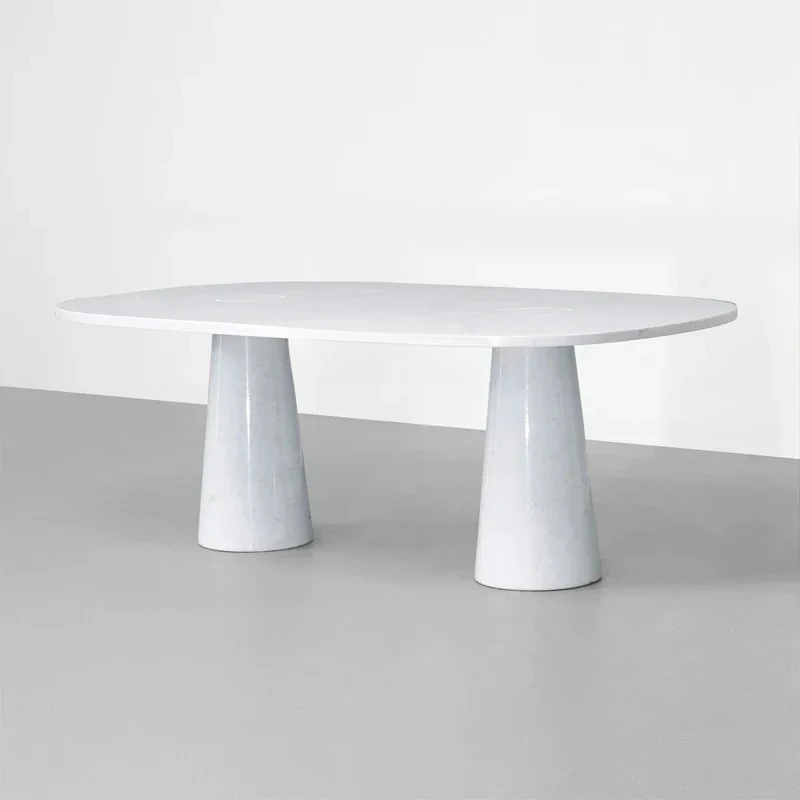 

Nordic natural marble dining table, modern minimalist light luxury model room rectangular 8-person dining table