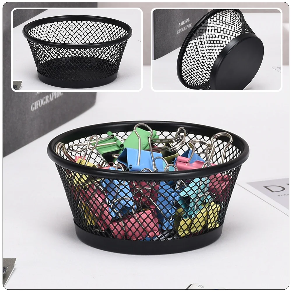 

6pcs Paper Clip Storage Basket Iron Desk Holder Large Capacity Office Mesh ganizer Stackable Space Saving Wide Mouth
