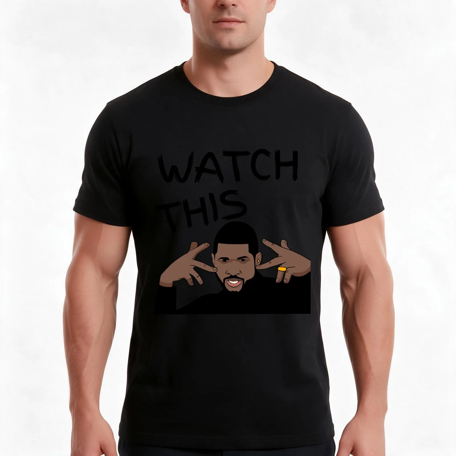 Watch This Usher Tiny Desk Concert Meme T-Shirt, Summer Casual Cotton Tee, Oversized Streetwear Tops, Vintage Graphic Print
