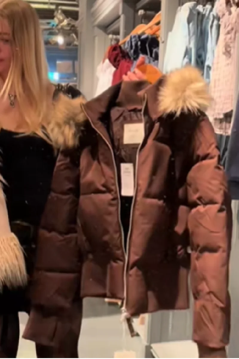 Elegantní dámská bavlněná bunda s kožešinovým límcem a kapucí, pevný zip, úzká kapsa v pase, teplý tlustý kabát, zimní podzim 2025, dámské svrchní oblečení - náhled 6