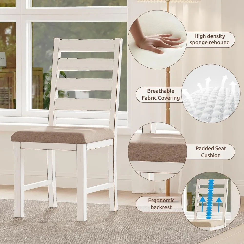 "farmhouse style rectangular solid wood dining table set for 6 with space-saving and stable design"