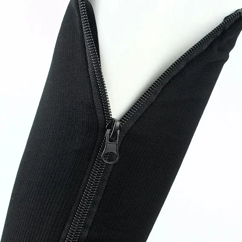 

BEDW-2Pair Compression Stockings Nylon Zipper Compression Sock Leg Knee Support Open Toe Preventing (Color/Black)XXL