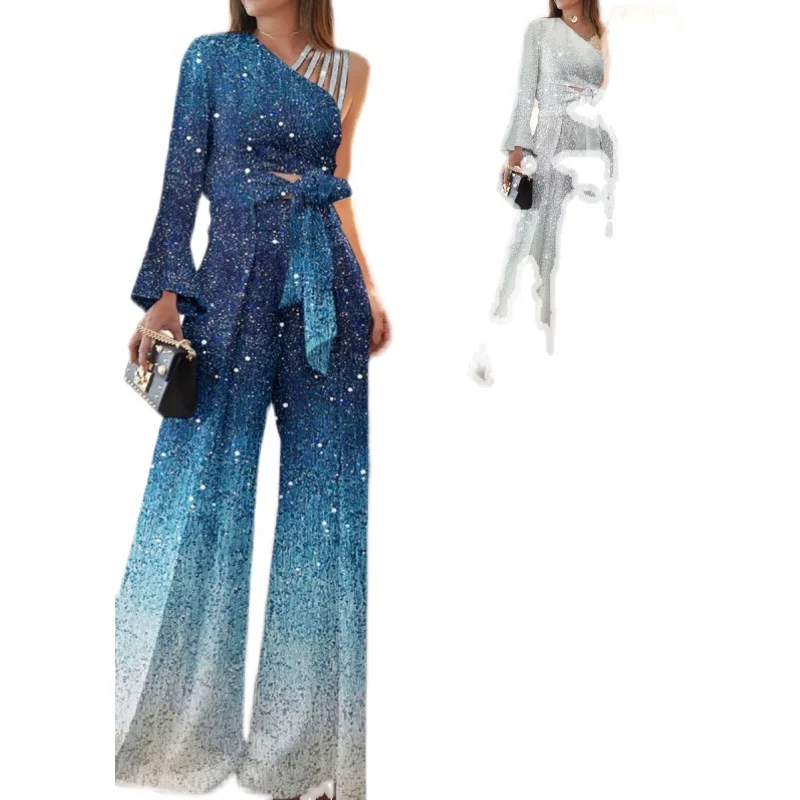   Neuer Overall mit hoher Taille und weitem Bein für Damen, einzeln, lang, Sve iny Commute Sle Faionable, Einteiler in Übergröße