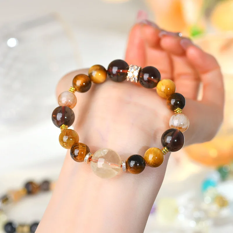 Natural Crystal Gold Tiger Eye Yellow Tower Beaded Bracelet: 2026 Birthday Blessing Gift for Men & Women
