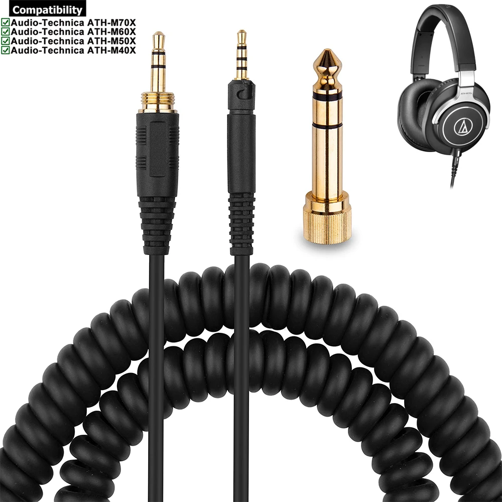 OFC استبدال الربيع ملفوف 6.35 مللي متر Aux كابل تمديد الحبل ل الصوت تكنيكا ATH-M40X ATH-M50X ATH-M60X سماعات