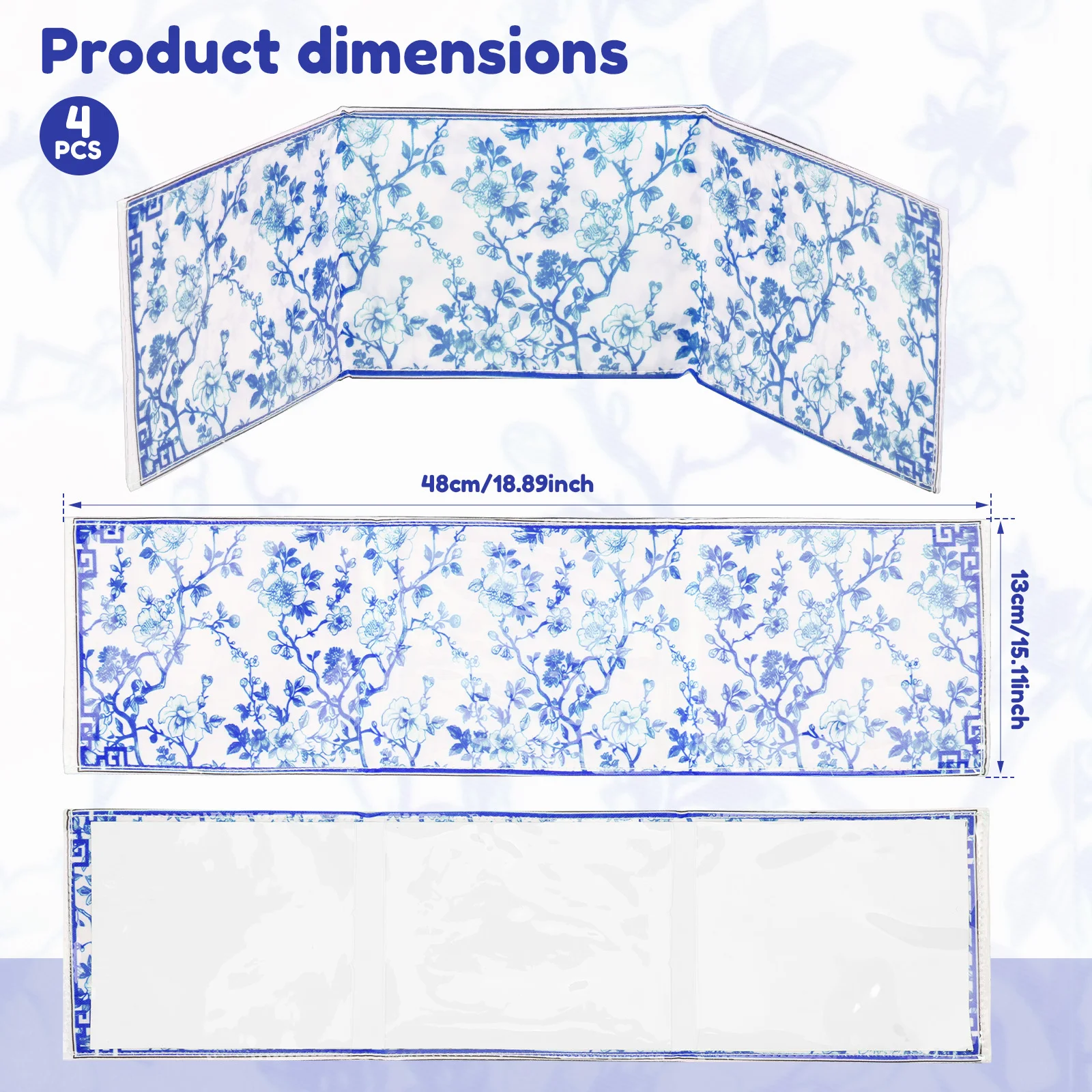 4 Pcs Chinoiserie Mahjong Card Holder Chinoiserie Print Mahjong Card Sleeve Soft Printed Fabric Protector Covers for Home Travel