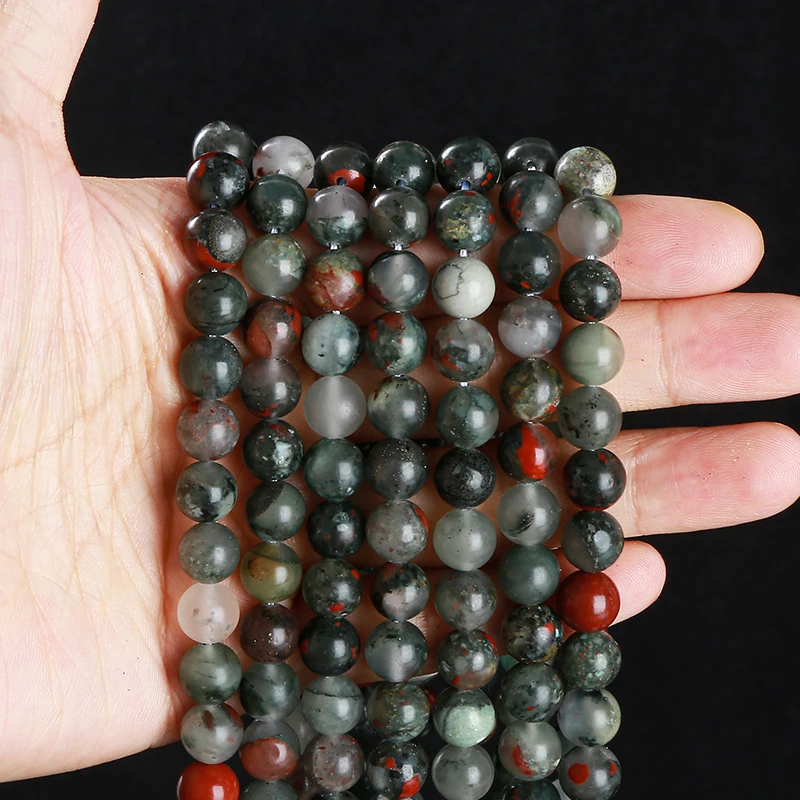 Natural Stone Africa Blood Jasper Beads Round Loose Spacer 4 6 8 10mm For Jewelry Making Diy Necklace Bracelet Accessory