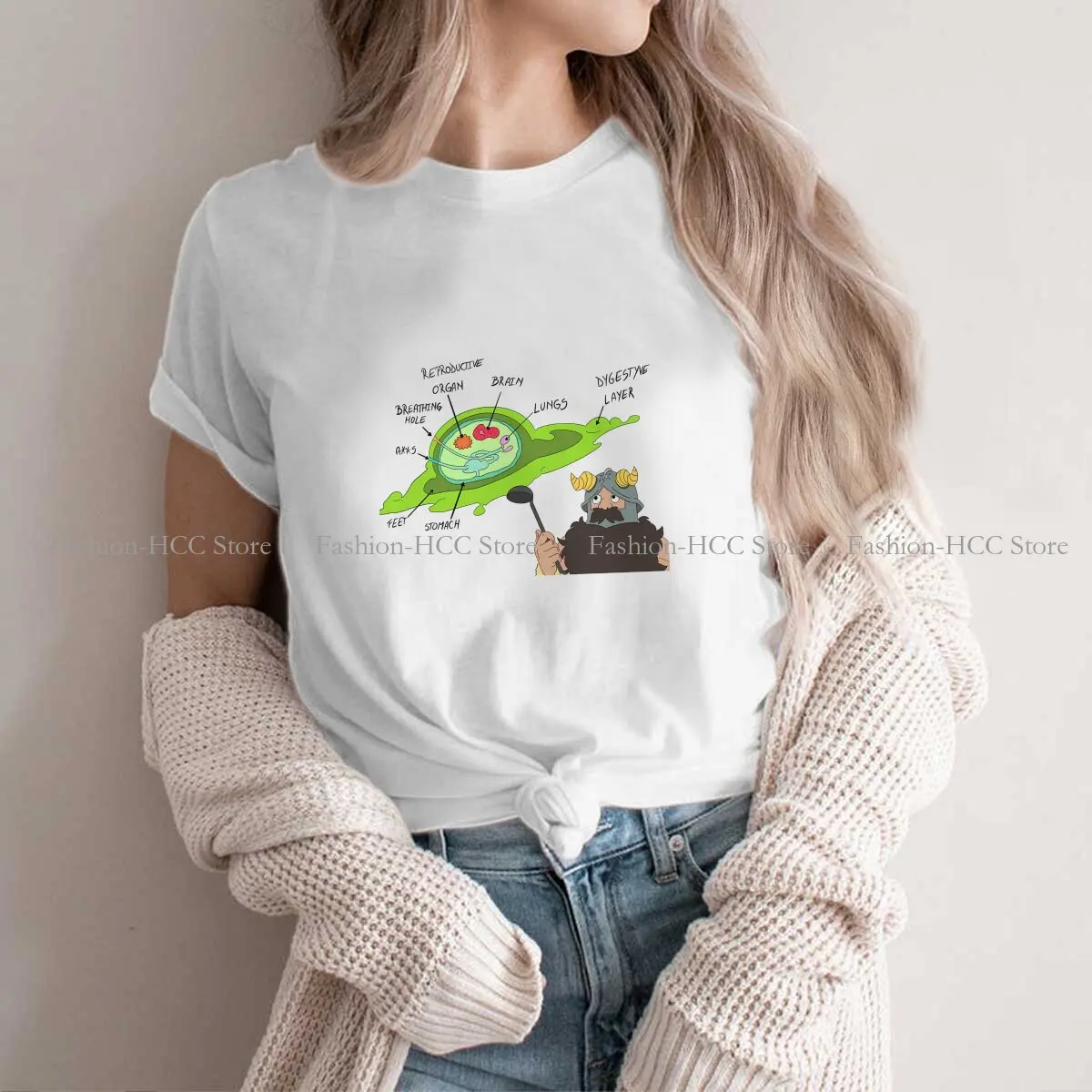 Slime Anatomy Harajuku Polyester TShirt Dungeon Style Streetwear Comfortable T Shirt Women