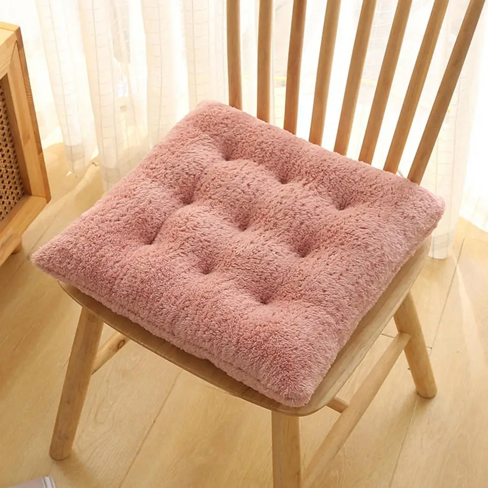 Winter Seat Cushion with Strap Design Nine hole Positioning Seat Cushion Plush Seat Cushion Warmth Car for Room