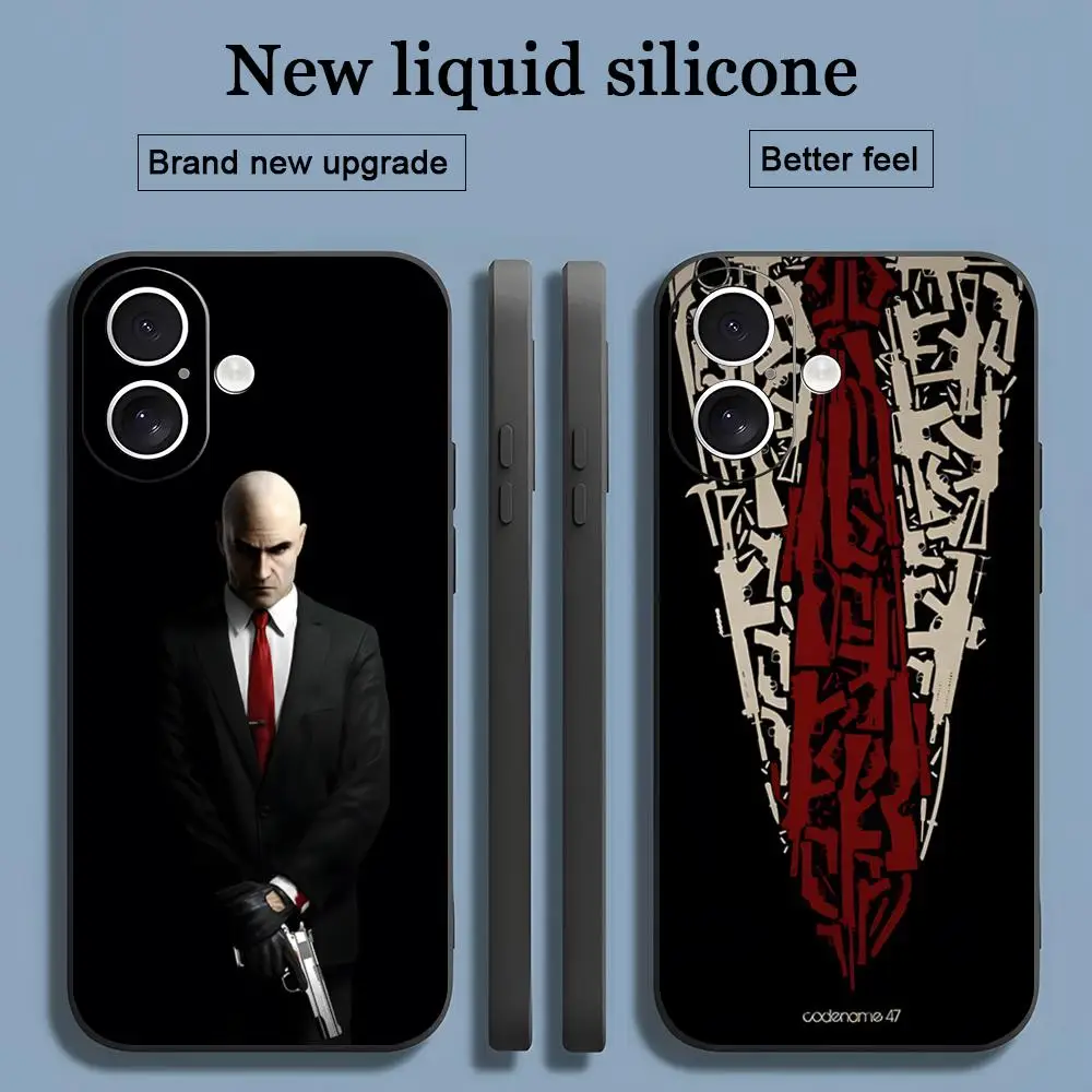 Hitman 47 Hot Game Cool Phone Case For iPhone 16 15 14 13 12 11 X XR XS 8 Plus Mini Pro Max Soft black Shockproof Cover