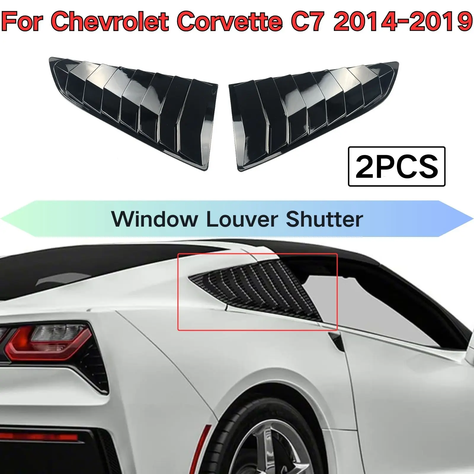 Car Window Louver Shutter For Chevrolet Corvette C7 2014-2019 Grand Sport Z06 Stingray Z51 ZR1 Accessories Carbon Fiber Look