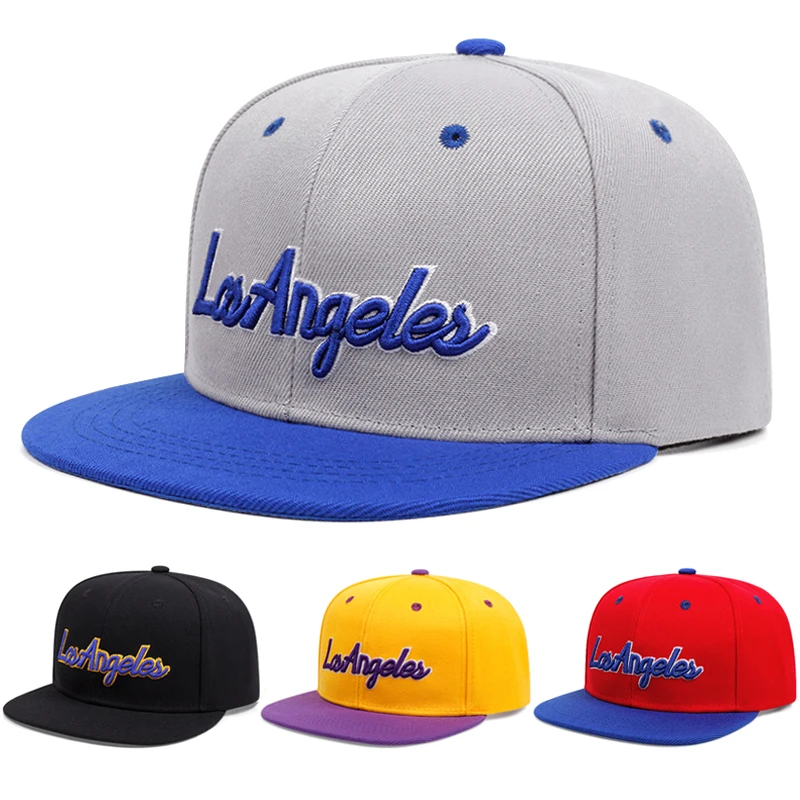 Nueva moda, sombrero de borde plano bordado con letras de Los Ángeles, sombrero Retro de Hip Hop para hombre, gorra de béisbol con sombrilla para ocio al aire libre para mujer