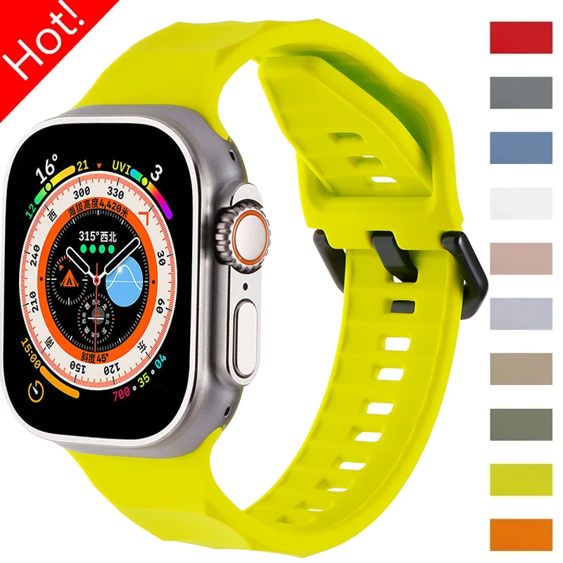 애플 워치용 실리콘 밴드, 스포츠 스트랩, 아이워치 시리즈 9, 8, 7, 6, 5, 4, SE 팔찌, 울트라 2, 49mm, 45mm, 44mm, 42mm, 41mm, 40mm, 38mm