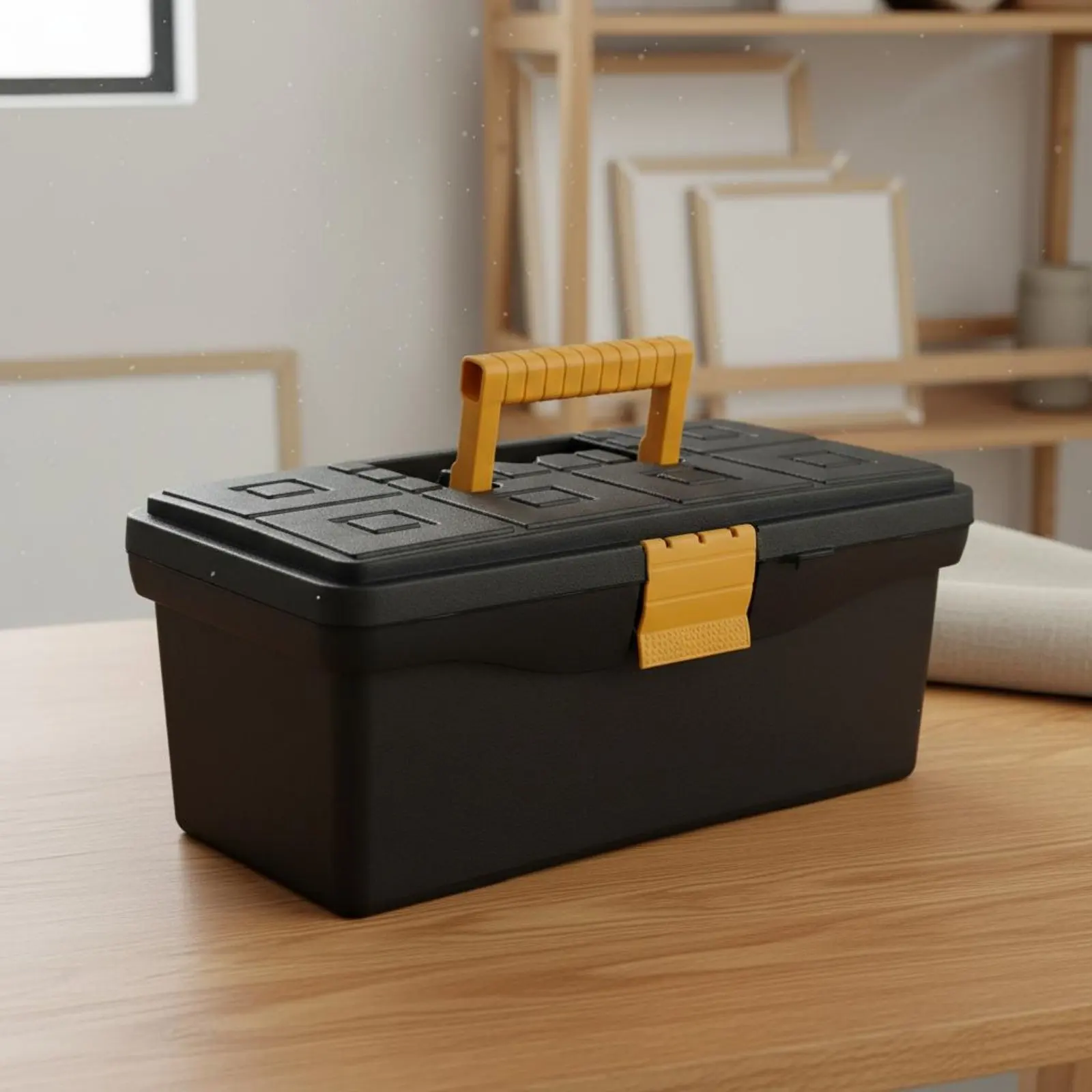Art Supply Box Hard Shell Craft Storage Box Plastic Toolbox Multi-Compartment Lid for Workshop