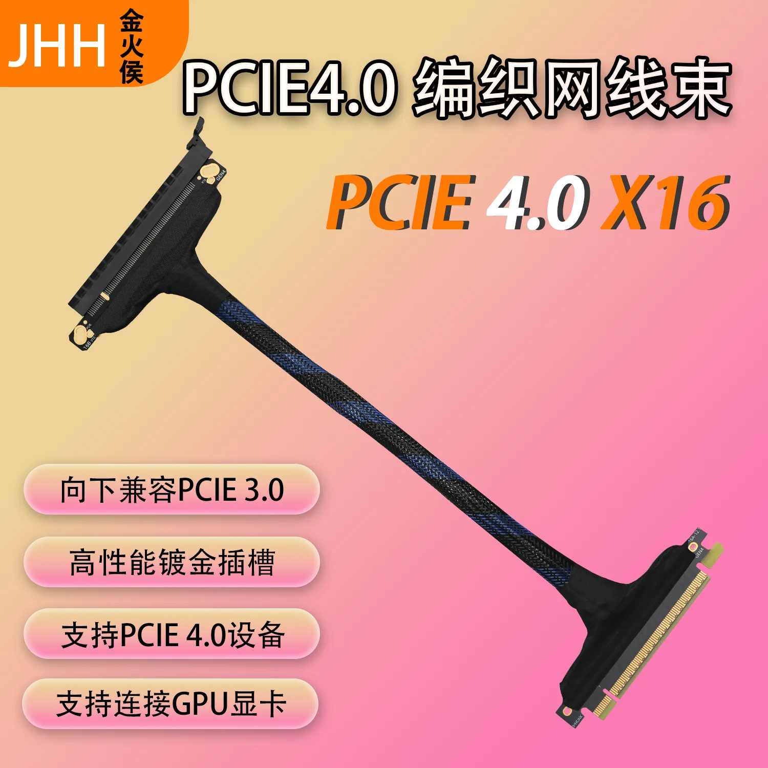 PCIe 4.0 x16 Extension Cable PCI-E Gen4 Server AI Silver-plated Wire 180° Thin Soft Cable GPU Adapter for External Graphics Card