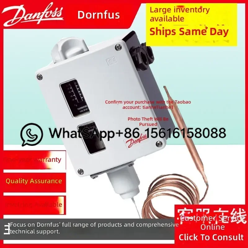 Danfoss RT2 017-500866 Temperature Switch -25 to 15 C 2000mm Capillary IP66 Thermostat Control for Refrigeration HVAC