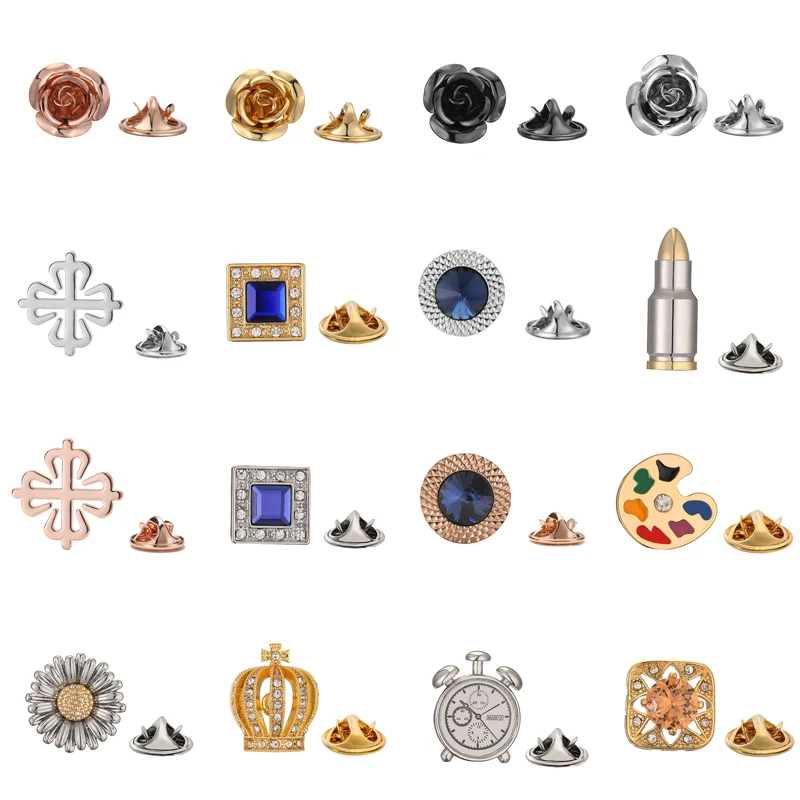 Men's brooch Copper material high-end brand crystal crown rose design suit coat lapel pin women's backpack hat scarf badge