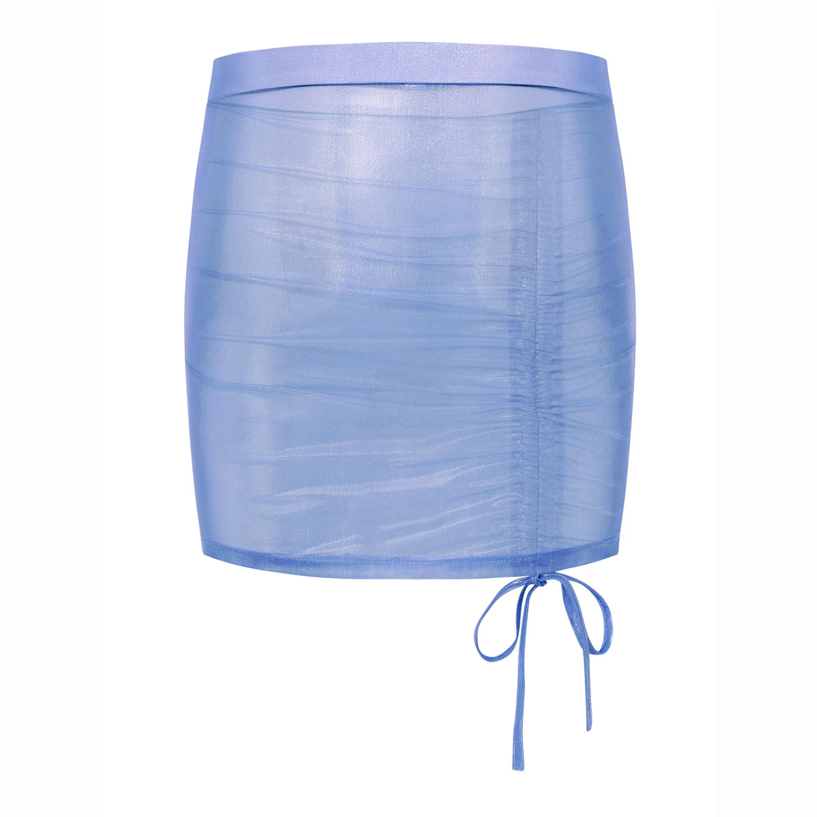 المرأة انظر من خلال شير ضيق Bodycon تنورة صغيرة سباركلي لامع قابل للتعديل الرباط مثير الغنيمة رفع تنورة قصيرة كلوبوير