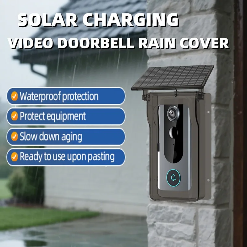 Tuya Smart Wireless Zwei-Wege-Gegensprechanlage Video-Türklingel mit schwarzer Solar-Regenschutz, wasserdichte HD Smart Home Intercom Video-Klingel