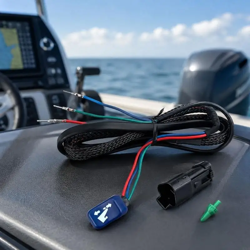 Mit M76E gekennzeichnete Marine-Trimmsteuerung mit rot-blauen und grünen Kabeln – Detail 5