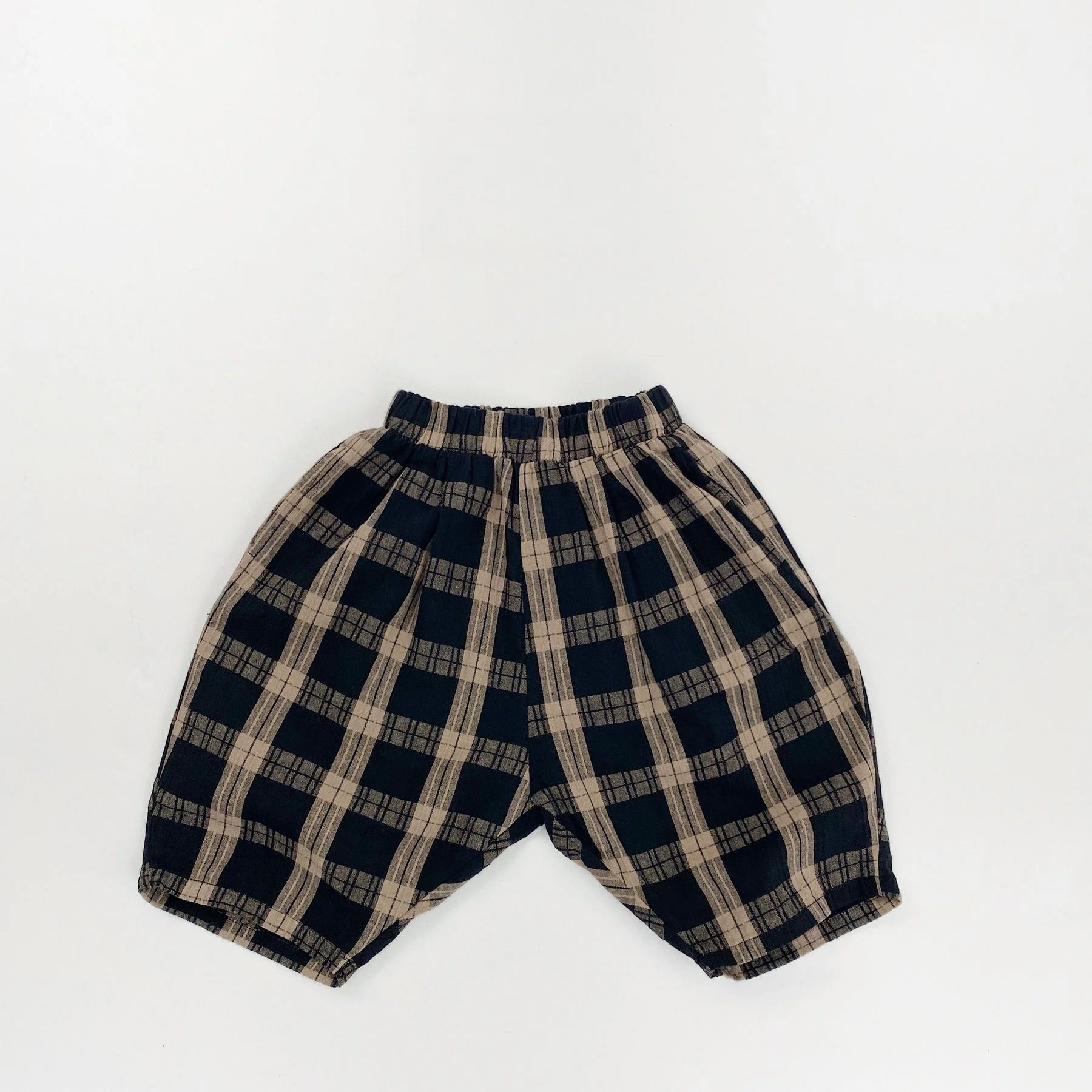 Kinder-Caprihose im koreanischen Stil, Retro-Gittermuster, Kinder-Shorts, Sommerhose, weich, atmungsaktiv, Unisex-Hose – Detail 9