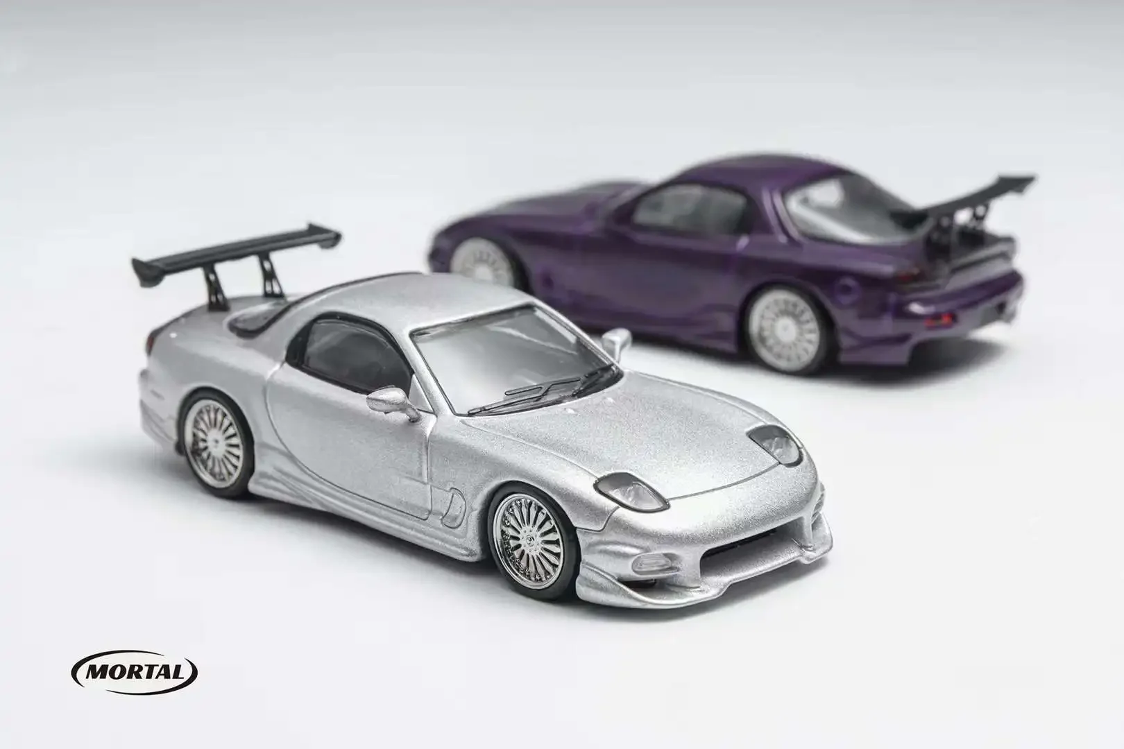 Mortal 1:64 RX7 veilside Fastspeed RedSilver Purple Diecast Model Car