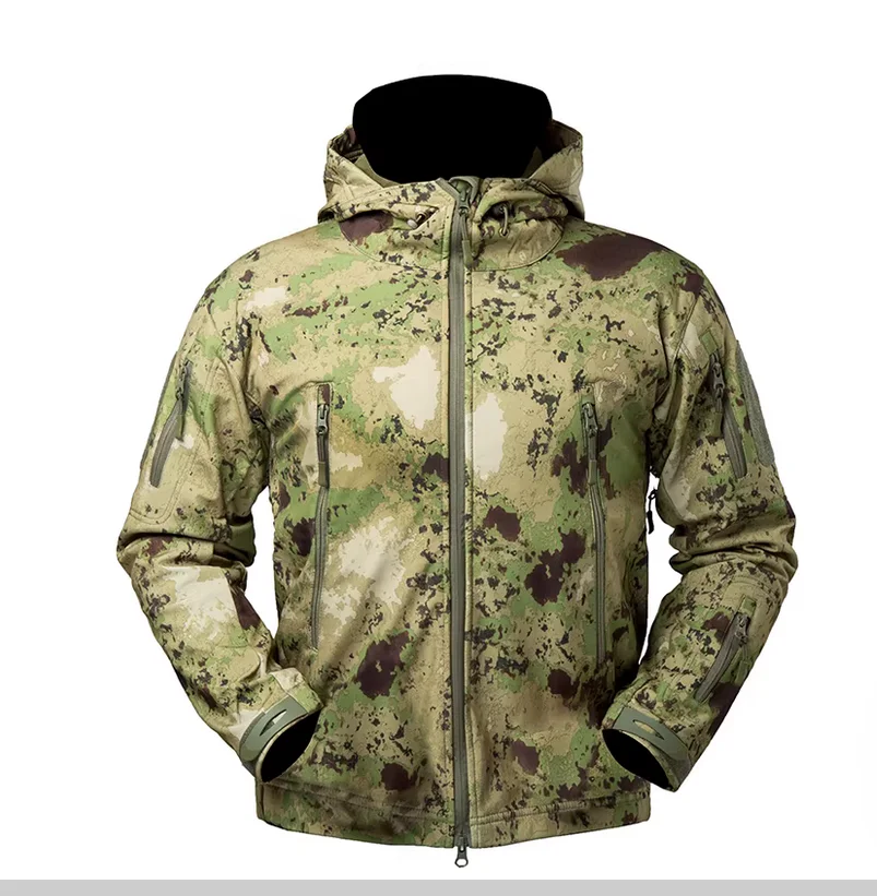 Fleece soft shell assault suit with thickened fleece tactical outdoor camouflage jacket